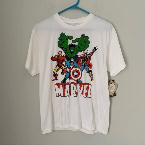 Epic Threads Boys’s Marvel Printed Short Sleeve Crew Beck Basic White Tee size L - Picture 1 of 4